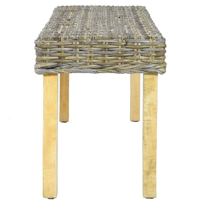 Panca 110 cm in Rattan Naturale Kubu e Massello di Mogano - homemem39