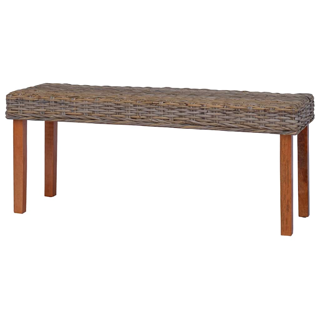 Panca 110 cm in Rattan Naturale Kubu e Massello di Mogano