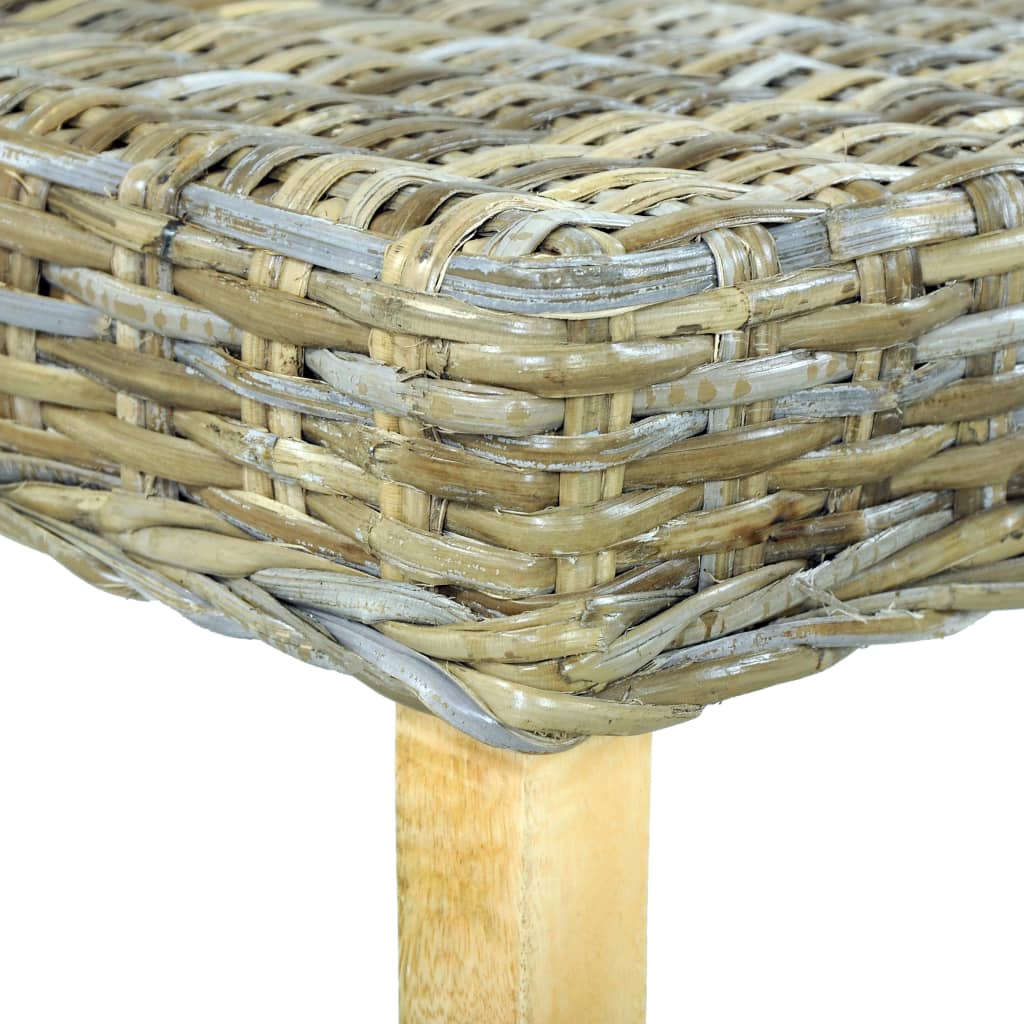 Panca 110 cm in Rattan Naturale Kubu e Massello di Mogano - homemem39