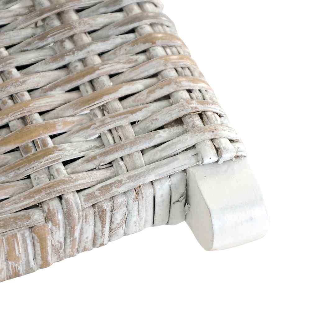 Sedia Relax Bianca in Rattan Kubu Naturale e Mogano Massello