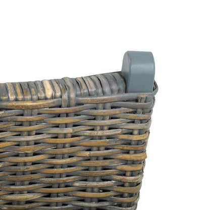 Sedia Relax Grigia in Rattan Kubu Naturale e Mogano Massello