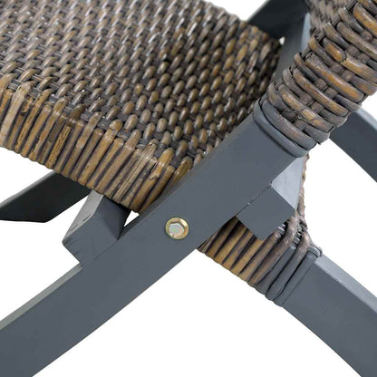 Sedia Relax Grigia in Rattan Kubu Naturale e Mogano Massello | homemem39