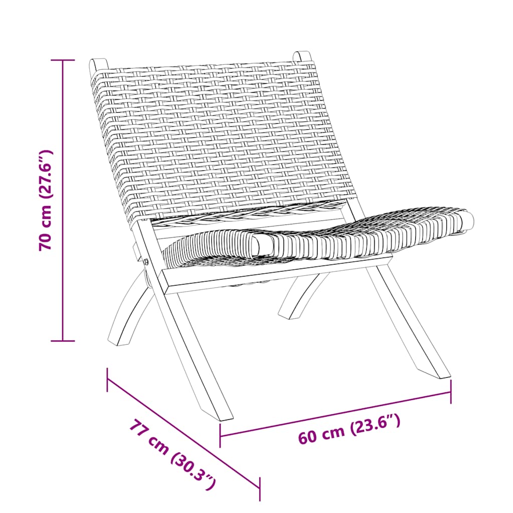 Sedia Relax Grigia in Rattan Kubu Naturale e Mogano Massello | homemem39