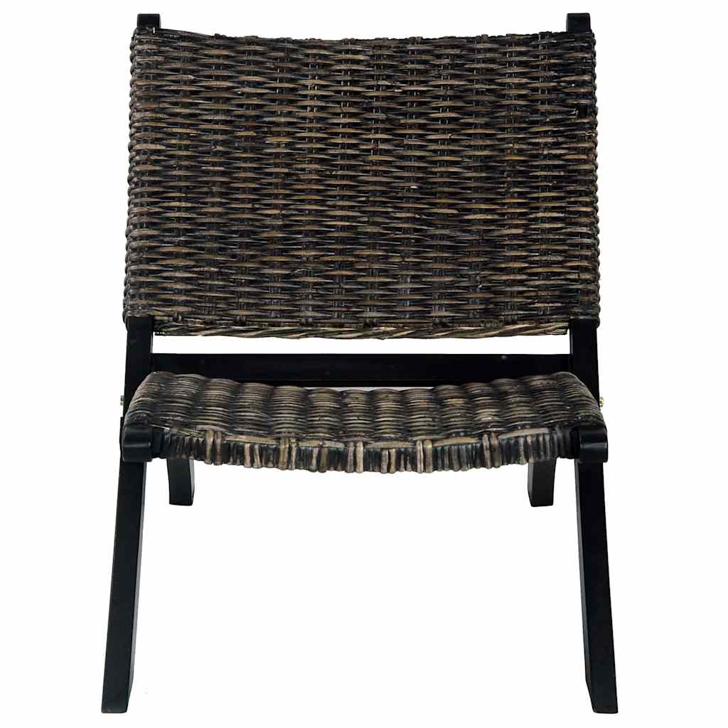 Sedia Relax Nera in Rattan Kubu Naturale e Mogano Massello | homemem39