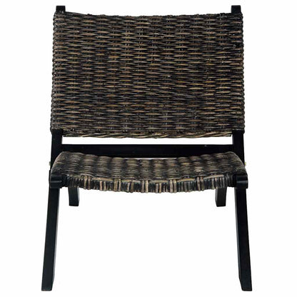 Sedia Relax Nera in Rattan Kubu Naturale e Mogano Massello | homemem39