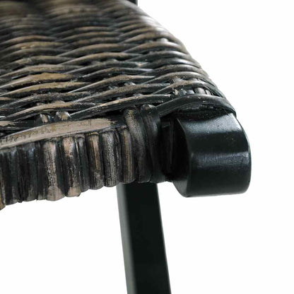 Sedia Relax Nera in Rattan Kubu Naturale e Mogano Massello | homemem39