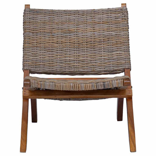 Sedia Relax in Rattan Kubu Naturale e Mogano Massello | homemem39