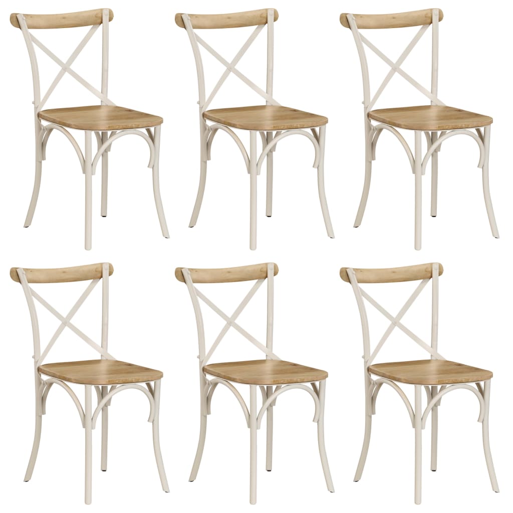 Cross Chairs 6 pcs White in Solid Mango Wood