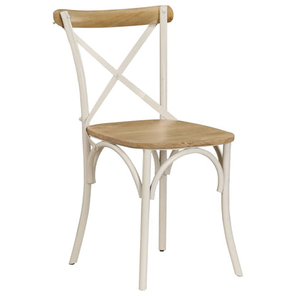 Cross Chairs 6 pcs White in Solid Mango Wood