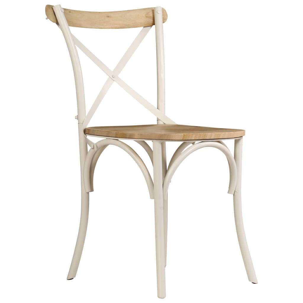 Cross Chairs 6 pcs White in Solid Mango Wood