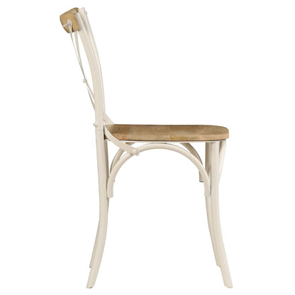 Cross Chairs 6 pcs White in Solid Mango Wood