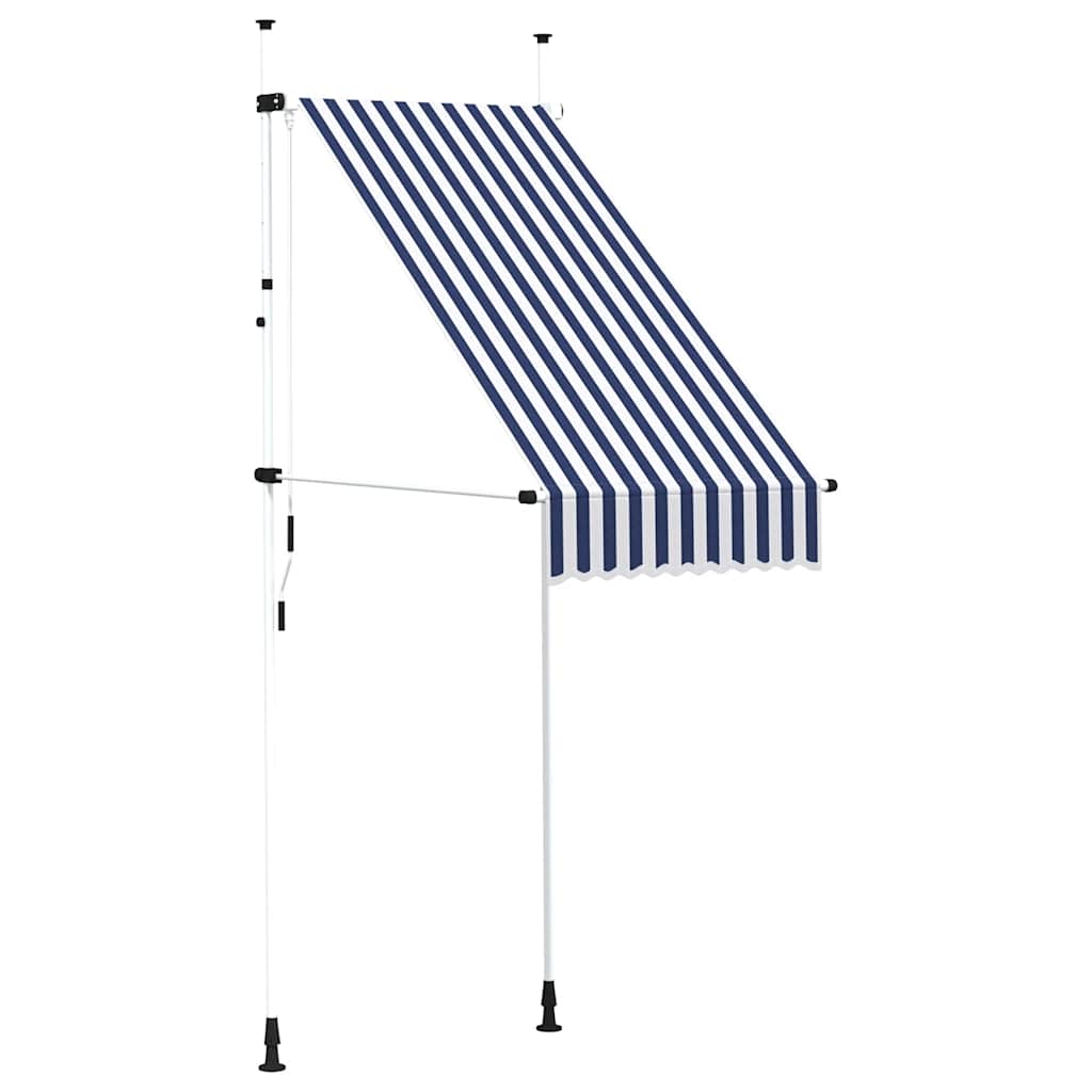 Tenda da Sole Retrattile Manuale 100 cm a Strisce Blu e Bianche | homemem39
