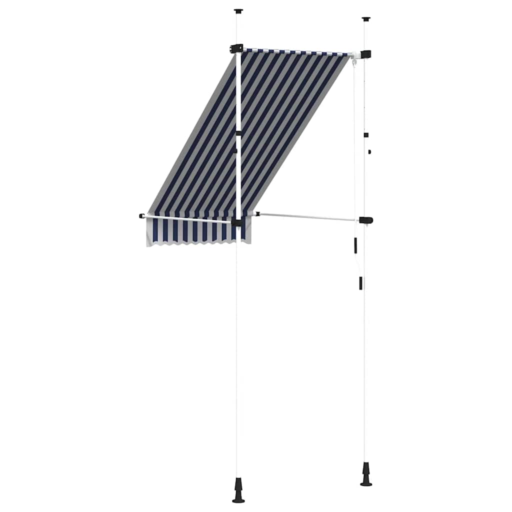 Tenda da Sole Retrattile Manuale 100 cm a Strisce Blu e Bianche | homemem39