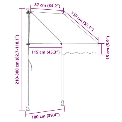 Tenda da Sole Retrattile Manuale 100 cm a Strisce Blu e Bianche | homemem39