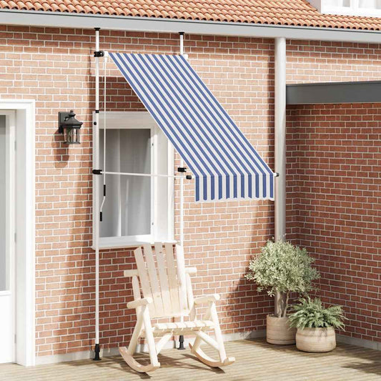 Tenda da Sole Retrattile Manuale 100 cm a Strisce Blu e Bianche | homemem39