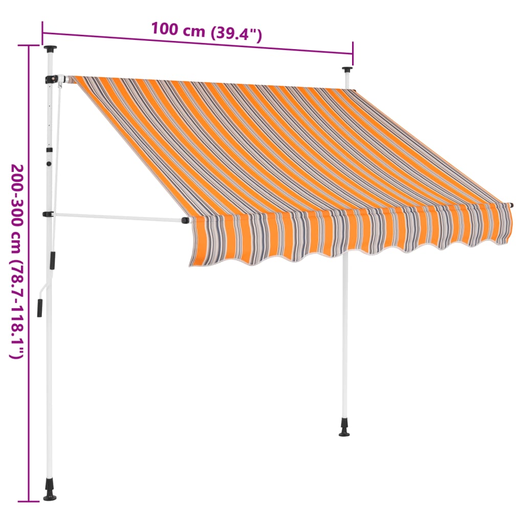 Tenda da Sole Retrattile Manuale 100 cm a Strisce Blu e Gialle - homemem39