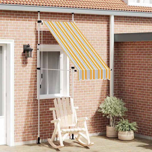Tenda da Sole Retrattile Manuale 100 cm a Strisce Blu e Gialle - homemem39