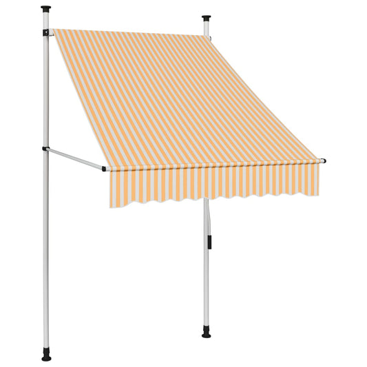 Tenda da Sole Retrattile Manuale 100 cm Strisce Arancio Bianche - homemem39