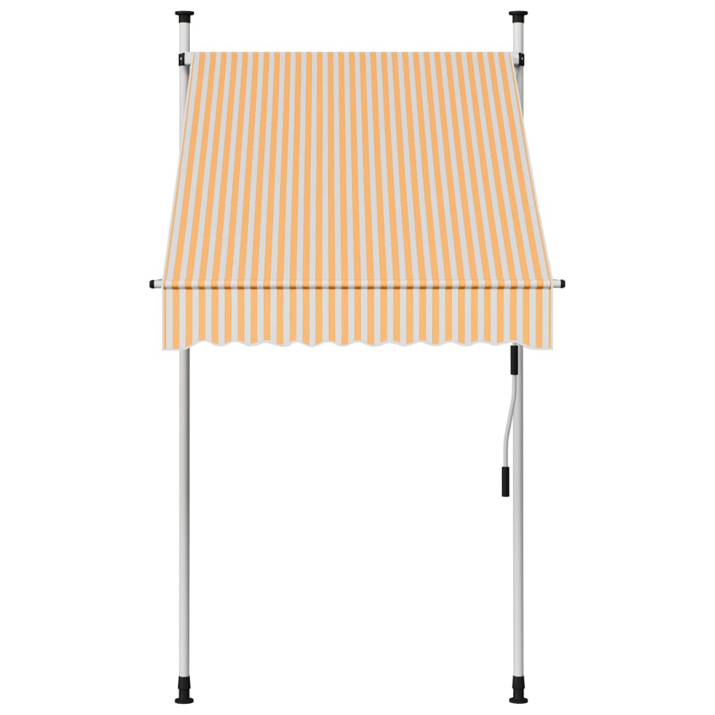 Tenda da Sole Retrattile Manuale 100 cm Strisce Arancio Bianche - homemem39