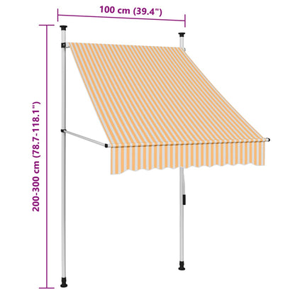 Tenda da Sole Retrattile Manuale 100 cm Strisce Arancio Bianche - homemem39