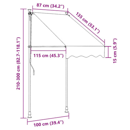 Tenda da Sole Retrattile Manuale 100 cm Strisce Arancio Bianche | homemem39