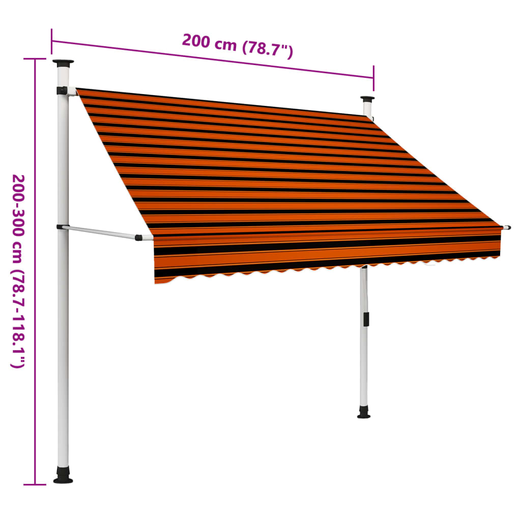 Tenda da Sole Retrattile Manuale 200 cm Arancione e Marrone - homemem39