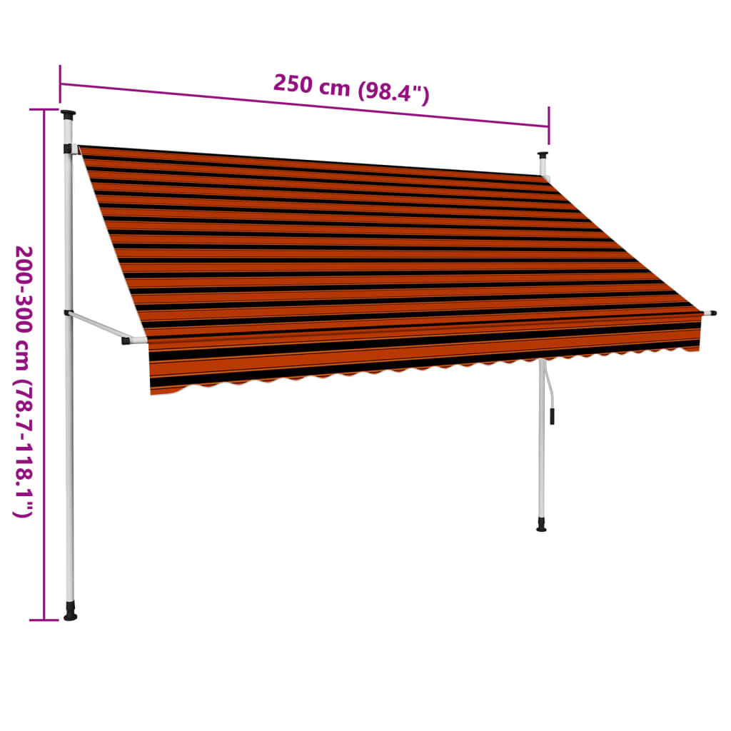 Tenda da Sole Retrattile Manuale 250 cm Arancione e Marrone - homemem39