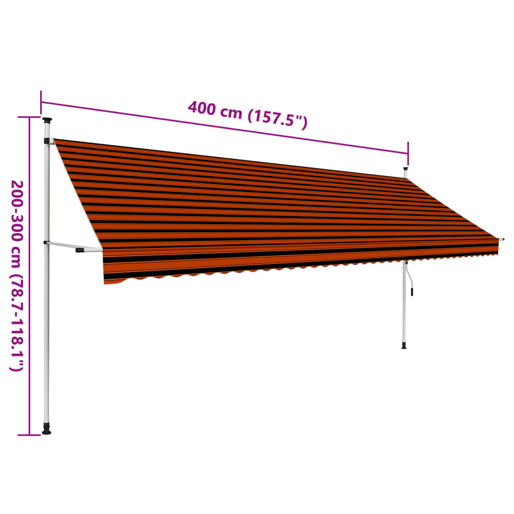 Tenda da Sole Retrattile Manuale 400 cm Arancione e Marrone - homemem39