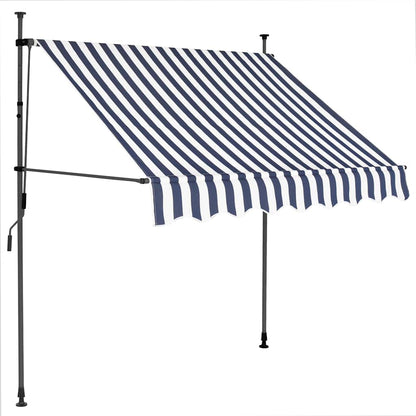 Tenda da Sole Retrattile Manuale con LED 100 cm Blu e Bianca