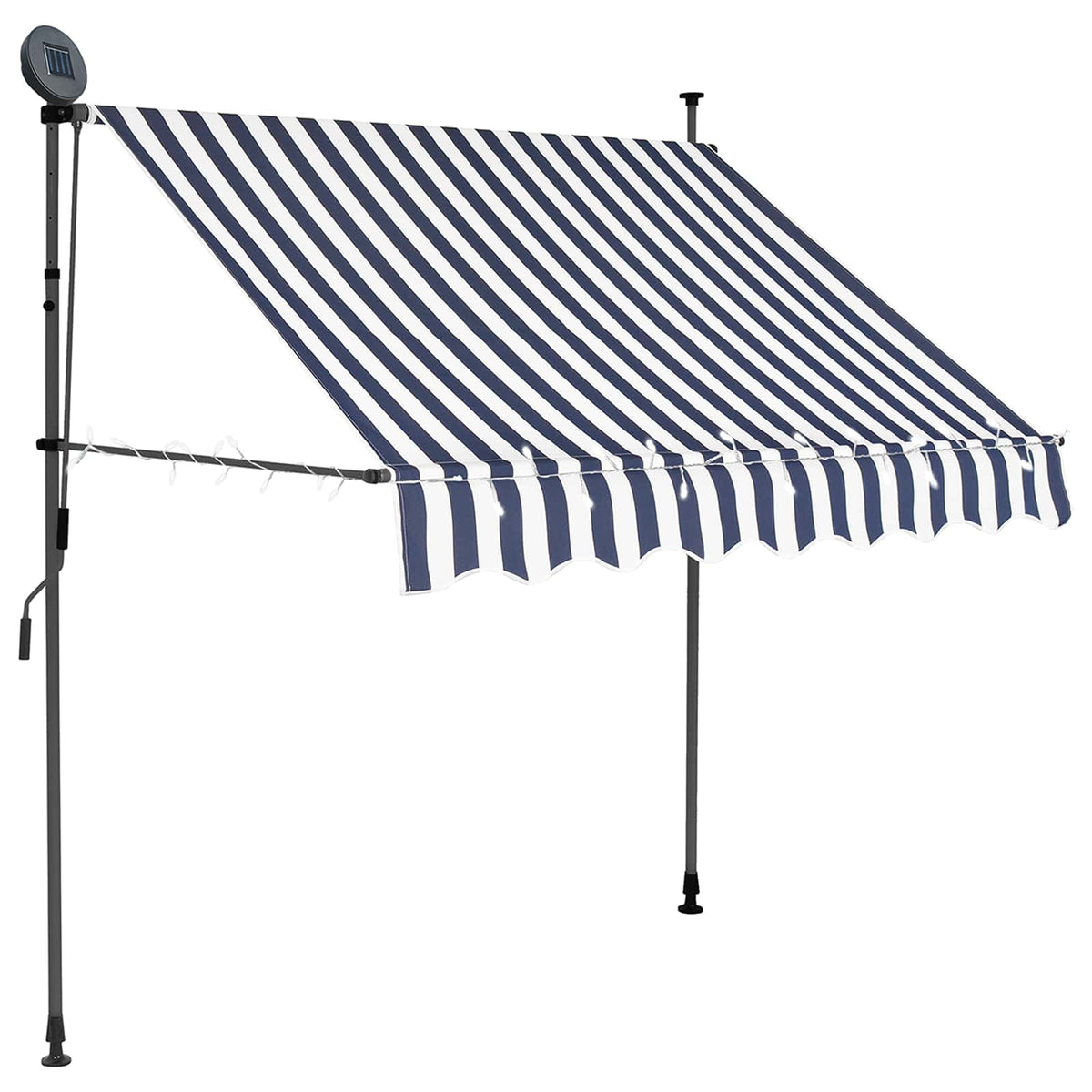 Tenda da Sole Retrattile Manuale con LED 100 cm e Bianca