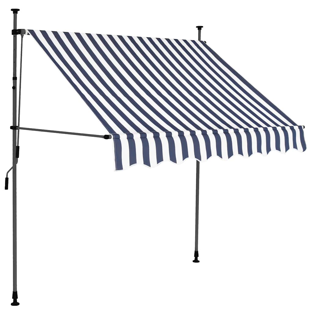 Tenda da Sole Retrattile Manuale con LED 200 cm Blu e Bianca - homemem39