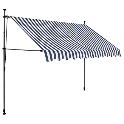 Tenda da Sole Retrattile Manuale con LED 250 cm Blu e Bianca - homemem39
