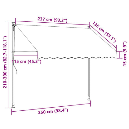 Tenda da Sole Retrattile Manuale con LED 250 cm Blu e Bianca - homemem39