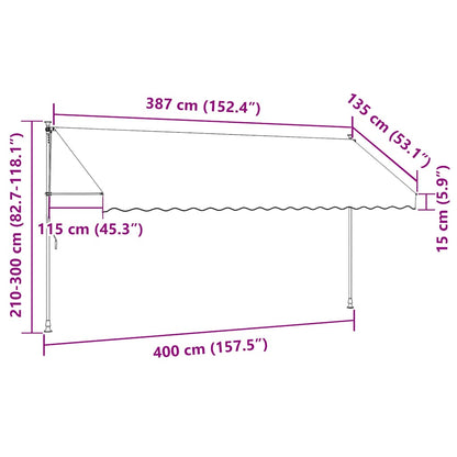 Tenda da Sole Retrattile Manuale con LED 400 cm Blu e Bianca - homemem39