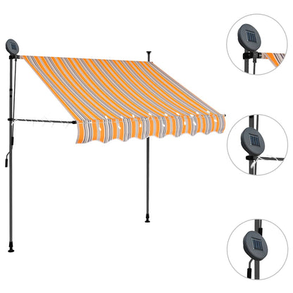 Tenda da Sole Retrattile Manuale con LED 150 cm Gialla e Blu - homemem39