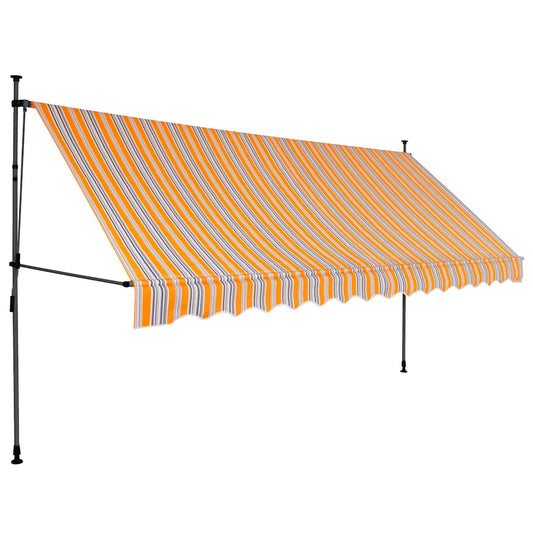 Tenda da Sole Retrattile Manuale con LED 350 cm Gialla e Blu - homemem39