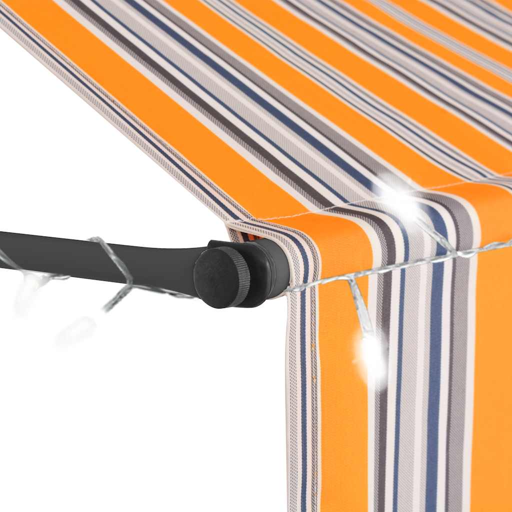 Tenda da Sole Retrattile Manuale con LED 400 cm Gialla e Blu | homemem39