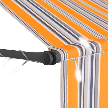 Tenda da Sole Retrattile Manuale con LED 400 cm Gialla e Blu | homemem39