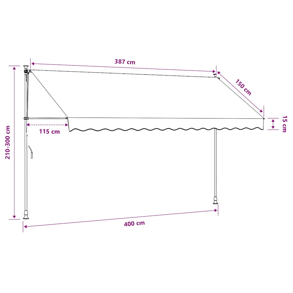 Tenda da Sole Retrattile Manuale con LED 400 cm Gialla e Blu | homemem39