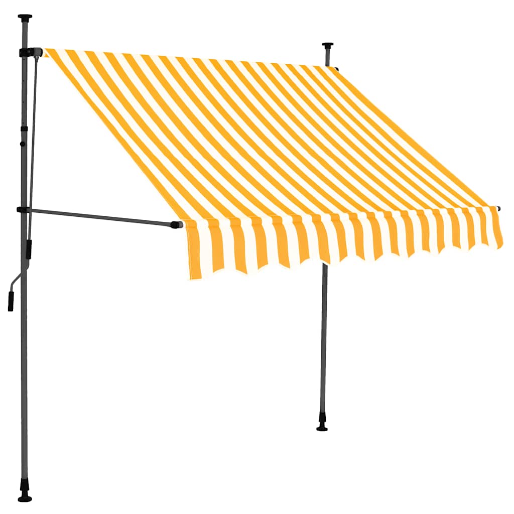 Tenda da Sole Retrattile Manuale LED 150 cm Bianca e Arancione - homemem39