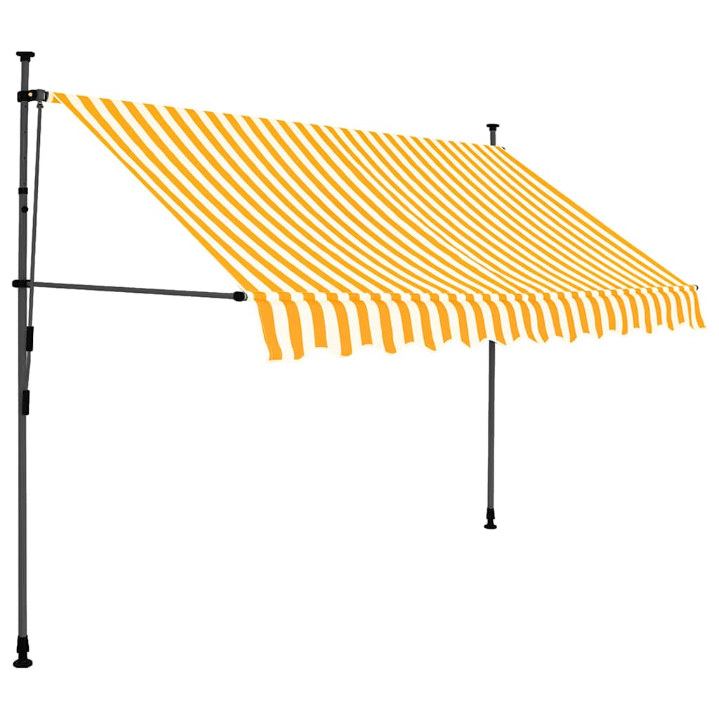 Tenda da Sole Retrattile Manuale LED 300 cm Bianca e Arancione - homemem39