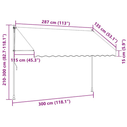 Tenda da Sole Retrattile Manuale LED 300 cm Bianca e Arancione - homemem39