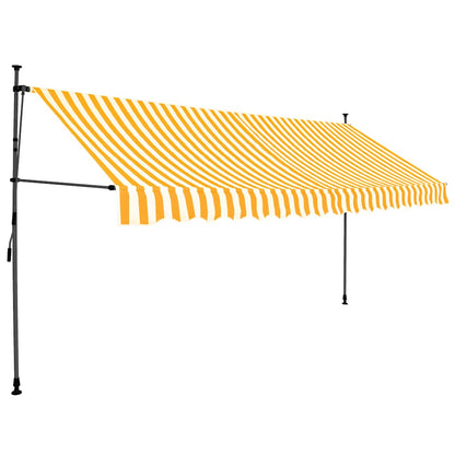 Tenda da Sole Retrattile Manuale LED 350 cm Bianca e Arancione - homemem39