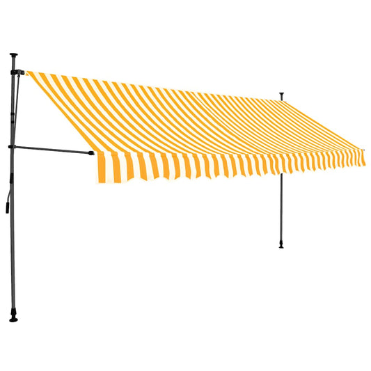 Tenda da Sole Retrattile Manuale LED 350 cm Bianca e Arancione - homemem39