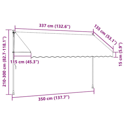 Tenda da Sole Retrattile Manuale LED 350 cm Bianca e Arancione - homemem39