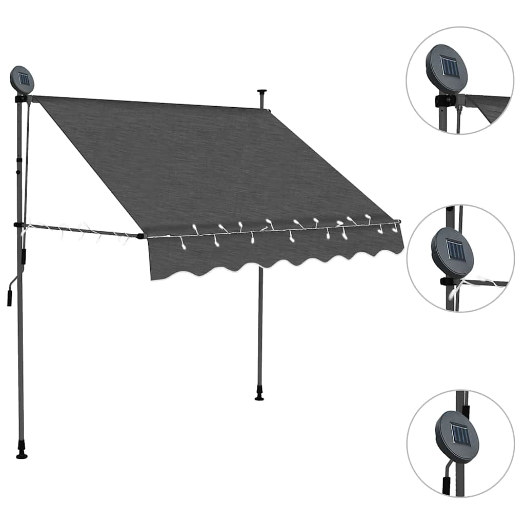 Tenda da Sole Retrattile Manuale con LED 200 cm Antracite | homemem39