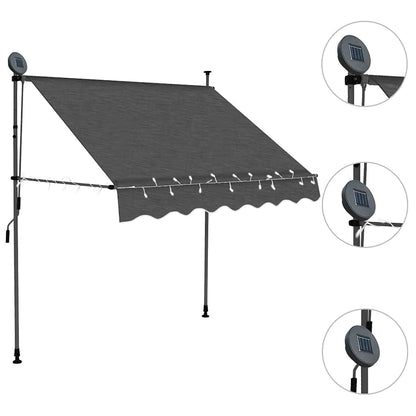 Tenda da Sole Retrattile Manuale con LED 200 cm Antracite | homemem39