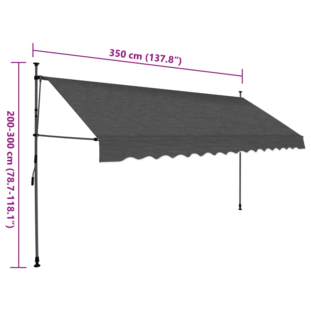 Tenda da Sole Retrattile Manuale con LED 350 cm Antracite