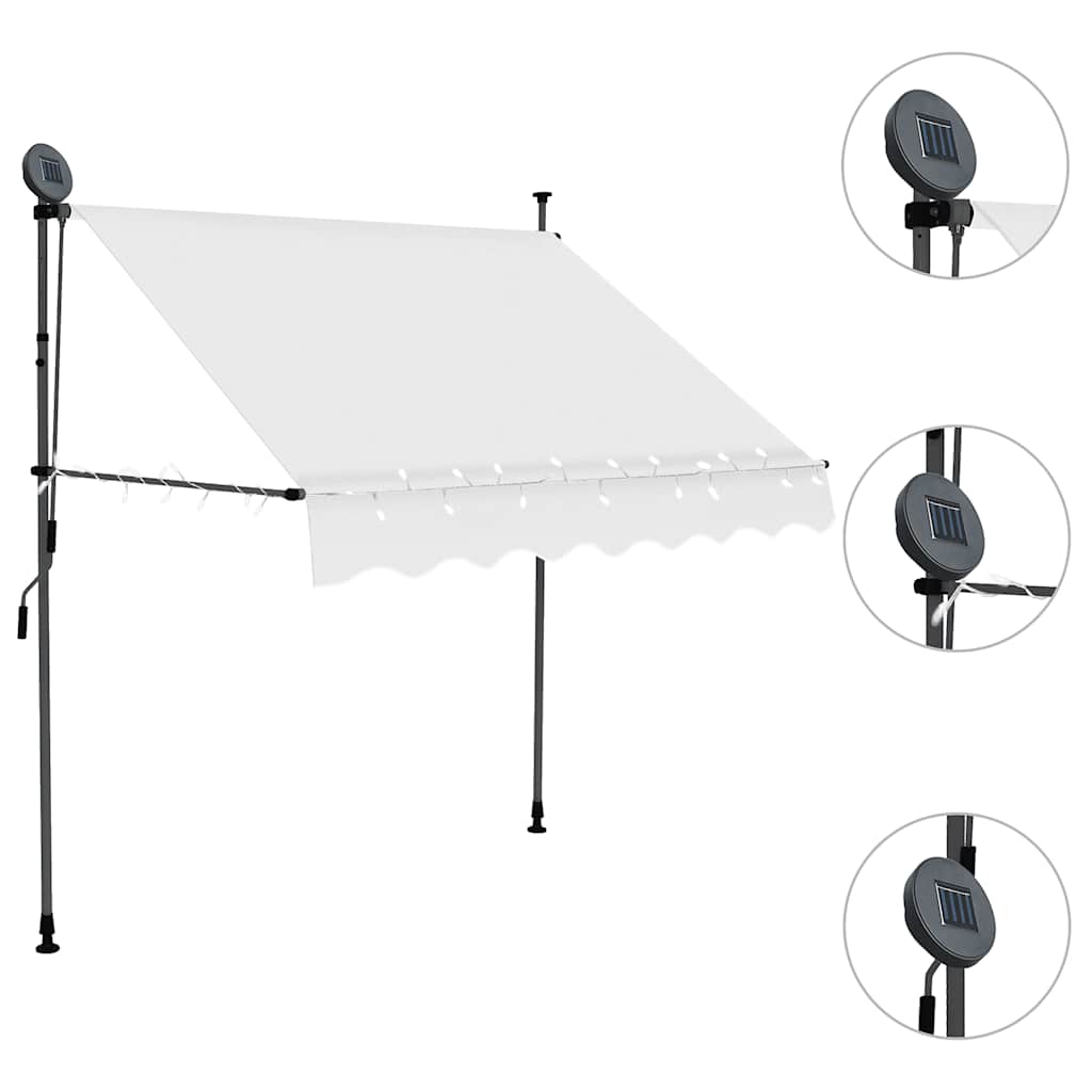 Tenda da Sole Retrattile Manuale con LED 100 cm Crema - homemem39
