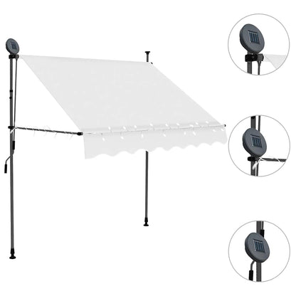 Tenda da Sole Retrattile Manuale con LED 200 cm Crema - homemem39